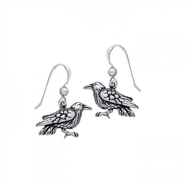 Silver Raven Earrings TE1176