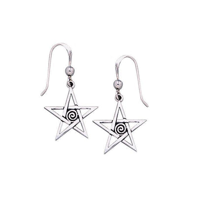 Silver Pentagram Pentacle Earrings TE1177