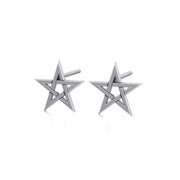 Silver Pentagram Pentacle Earrings TE1178