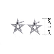 Silver Pentagram Pentacle Earrings TE1178