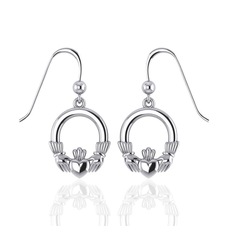 Irish Claddagh Silver Dangle Earrings TE126 Earrings