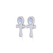 The cross of life ~ Sterling Silver Ankh Post Earrings with Gemstone TE2026