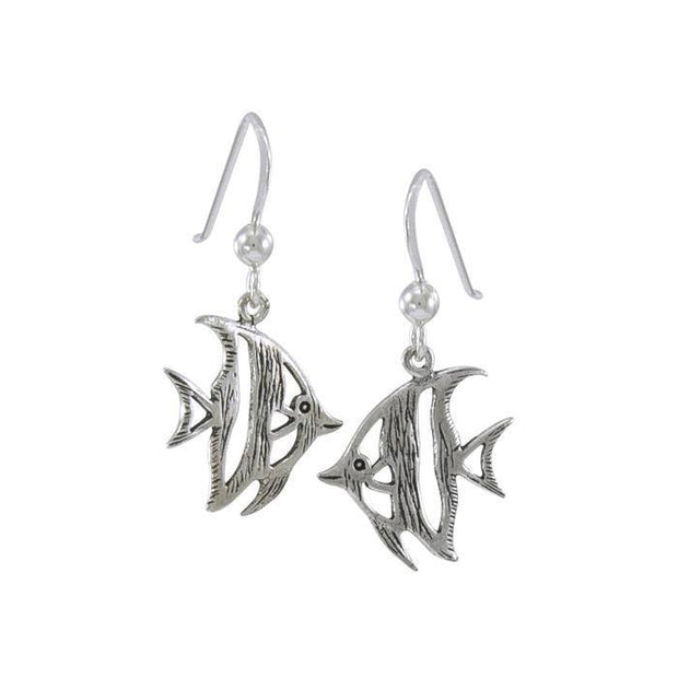 Colorful affirmation ~ Sterling Silver Jewelry Angelfish Hook Earrings TE204