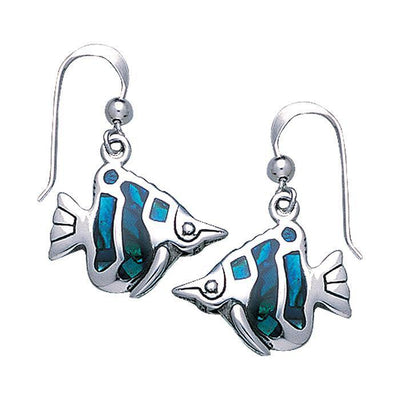 Angel Fish Silver Hook Inlay Earring TE2448