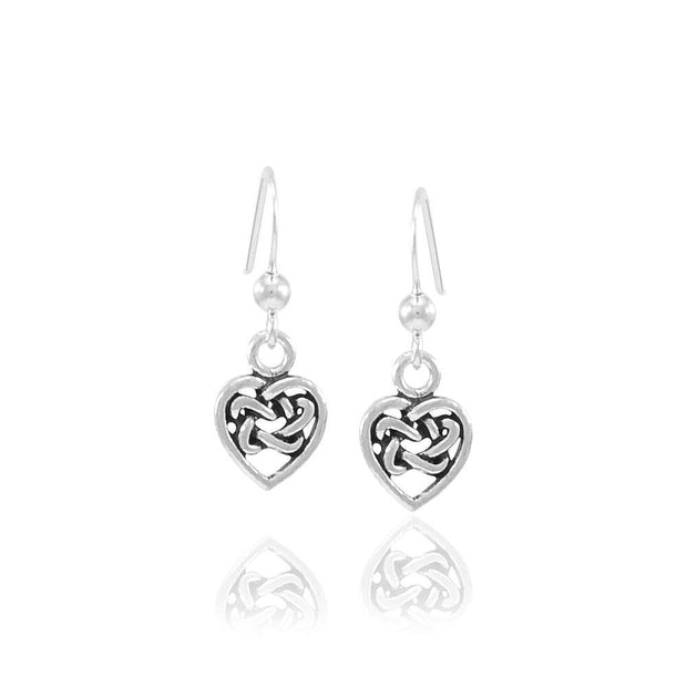 Celtic Knotwork Silver Heart Earrings TE2598