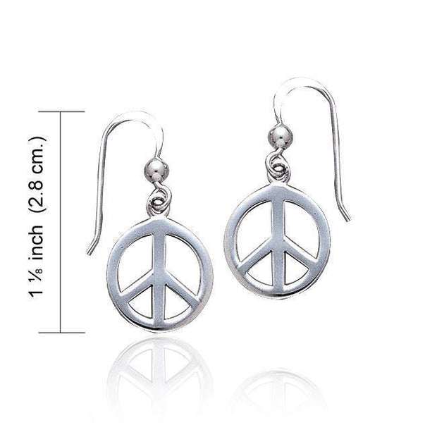Peace Sign Silver Dangle Earrings TE2628