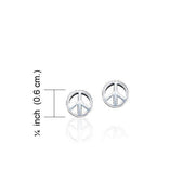 Peace Sign Silver Post Earrings TE2630 Earrings