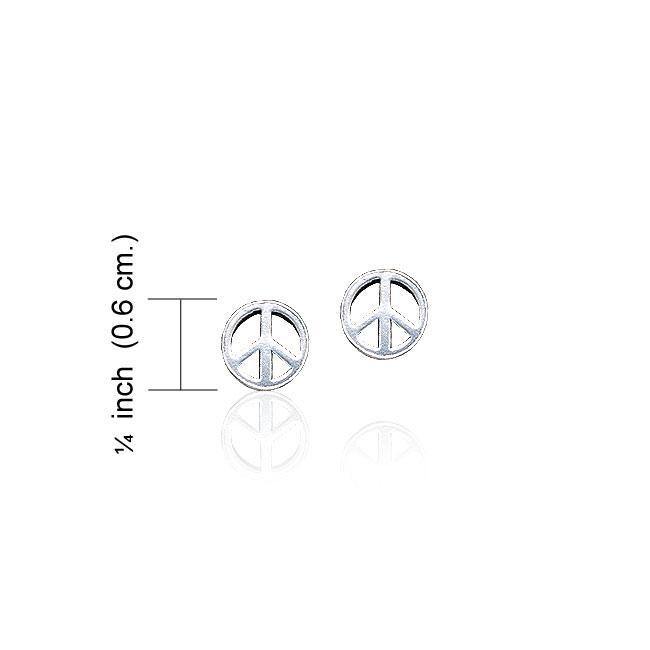 Peace Sign Silver Post Earrings TE2630 Earrings