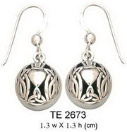I give you my heart and crown with love ~ Celtic Knotwork Irish Claddagh Sterling Silver Hook Earrings TE2673