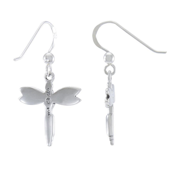 Silver Dragonfly and Gem Earrings TE2810