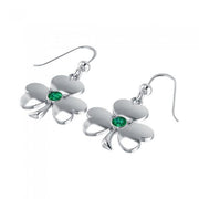 A symbolic charm in Irish culture ~ Sterling Silver Jewelry Shamrock Hook Earrings TE2811