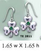 A symbolic charm in Irish culture ~ Sterling Silver Jewelry Shamrock Hook Earrings TE2811