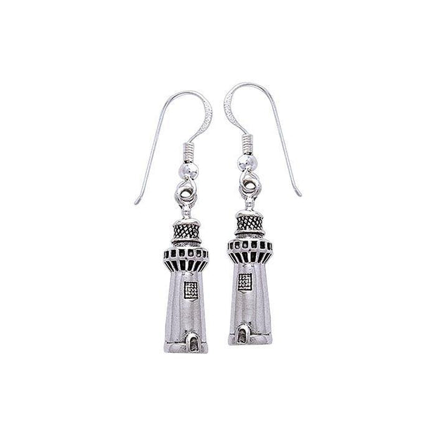 Safe beacon in Antarctic Lighthouse ~ Sterling Silver Jewelry Hook Earrings TE2822