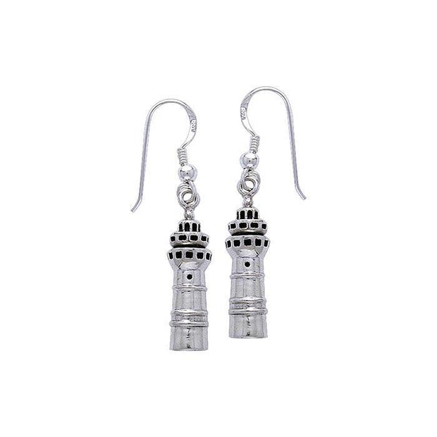 Three-tiered Lighthouse Sterling Silver Hook Earrings TE2823