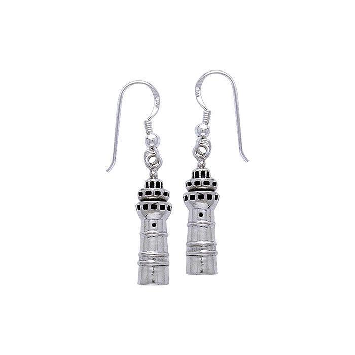 Three-tiered Lighthouse Sterling Silver Hook Earrings TE2823