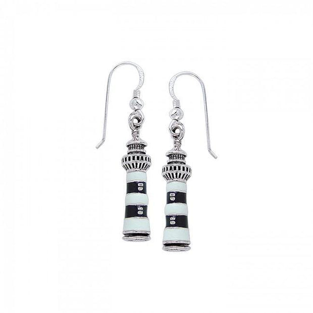 Find hope in the Bodie Island Lighthouse ~ Sterling Silver Jewelry Hook Earrings TE2833