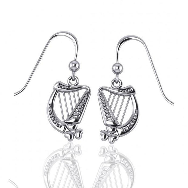 Celtic Knotwork Silver Harp Earrings TE2864