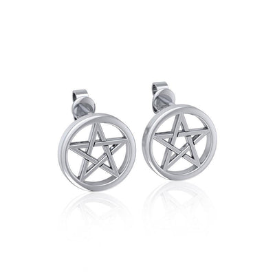 Silver Pentagram Pentacle Earrings TE292 Earrings