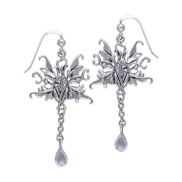 Blue Faery Silver Earrings with Dangling Gemstone TE2965