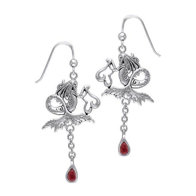 Dark Water Fairy Silver Earrings with Dangling Gemstone TE2966 Earrings