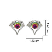 Double Dolphin With Vitrail Medium Crystal Post Earring TE314