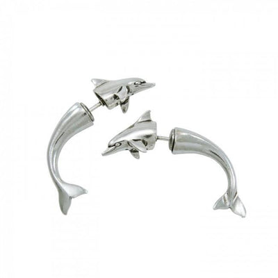 Dolphin Illusion Silver Earrings TE431