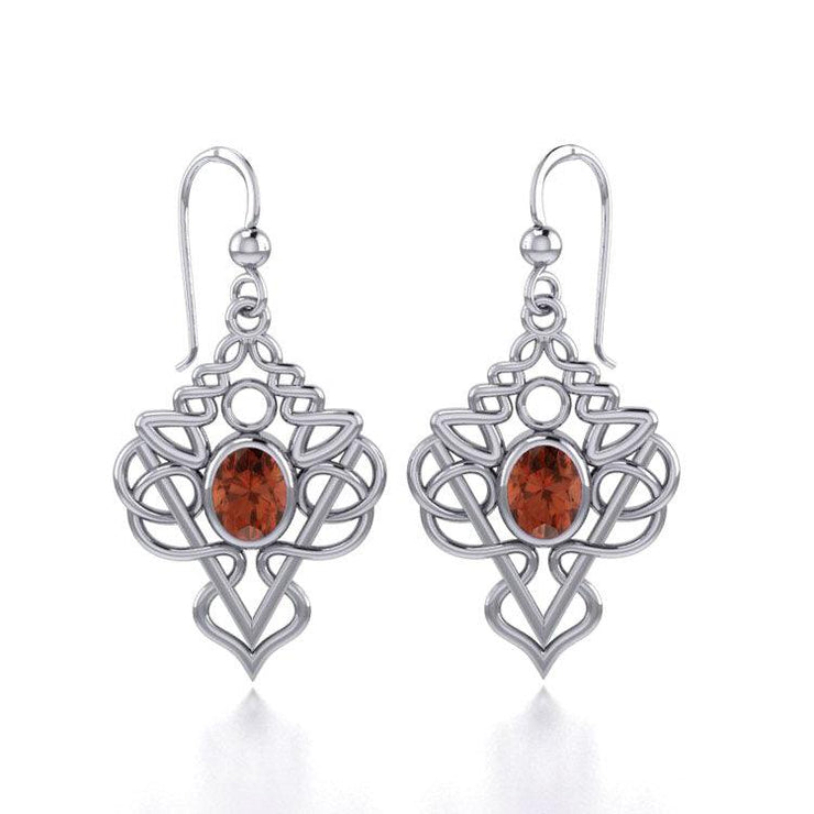 True Celtic pride ~ Sterling Silver Jewelry Scottish Thistle Hook Earrings with a Sparkling Gemstone TE593