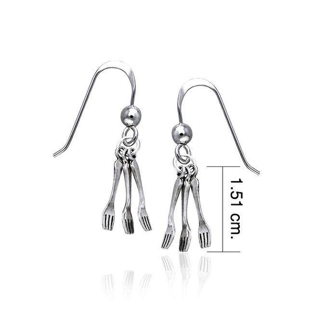 Cafe Fork Silver Earrings TE643
