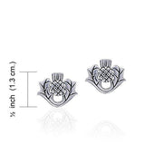 Scottish Thistle Silver Post Earrings TE870