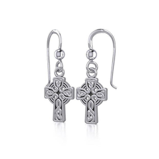 Celtic Knotwork Silver Cross Earrings TE907