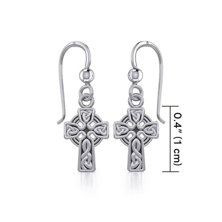 Celtic Knotwork Silver Cross Earrings TE907