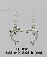 Jumping Dolphin Silver Earrings TE916