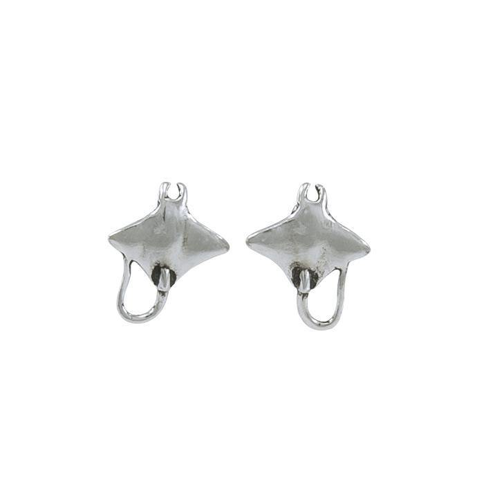 Manta Ray Silver Post Earrings TE926