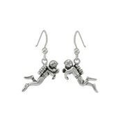 Scuba Sport Diver Silver Earrings TE968