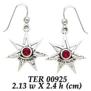 Sexy Witch Seven Pointed Star with Gemstone Silver Earrings TER925