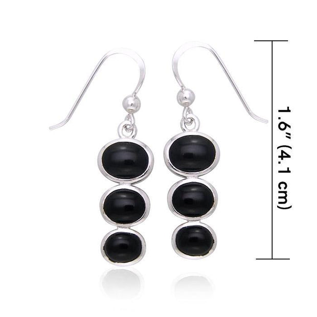 Round Tiered Cabochon Silver Earrings TER039