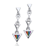 Rainbow Triangle Silver Earrings TER062