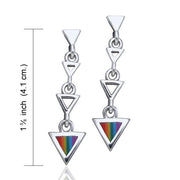 Rainbow Triangle Silver Earrings TER062