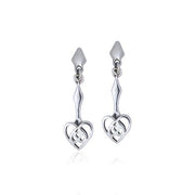 Celtic Knotwork Silver Heart Earrings TER077