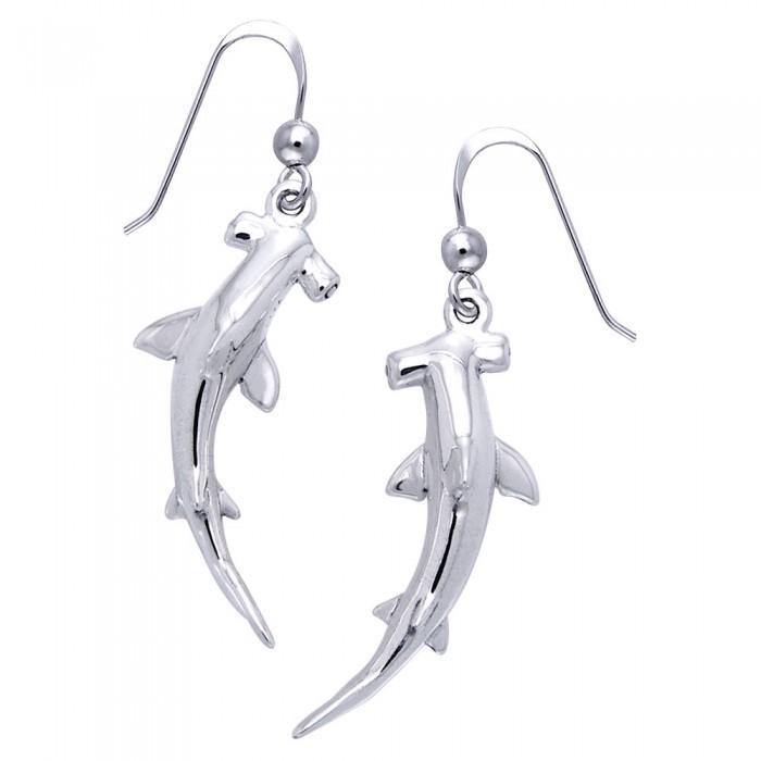 Swim freely with the hammerhead sharks ~ Sterling Silver Jewelry Hook Earrings TER1117