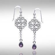 The wonderful promise of eternity ~ Celtic Knotwork Sterling Silver Dangle Earrings with Gemstone TER122