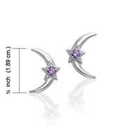 Crescent Moon and Star Gemstone Post Earrings TER1229 Earrings