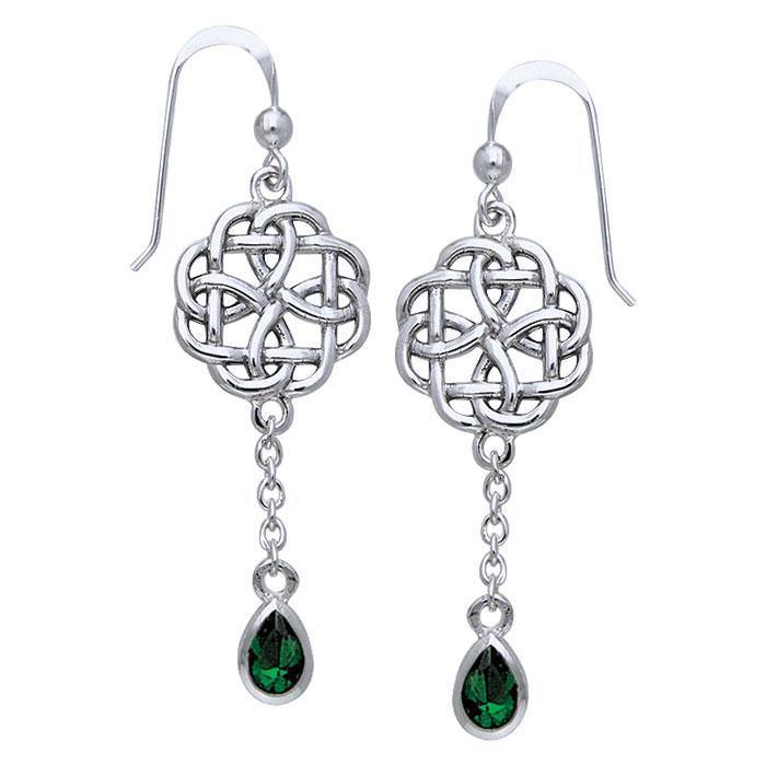 The wonderful promise of eternity ~ Celtic Knotwork Sterling Silver Dangle Earrings with Gemstone TER122