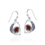 Modern Celtic Elegant Silver Earrings with Stone TER1241