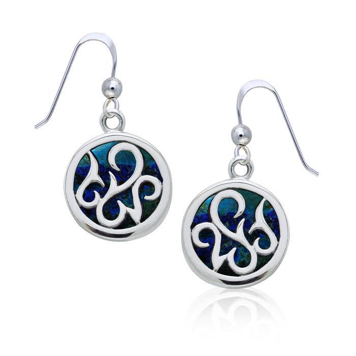 Round Silver Earrings with Inlay Stone TER1262 Earrings
