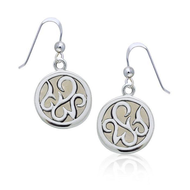 Round Silver Earrings with Inlay Stone TER1262