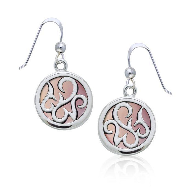 Round Silver Earrings with Inlay Stone TER1262
