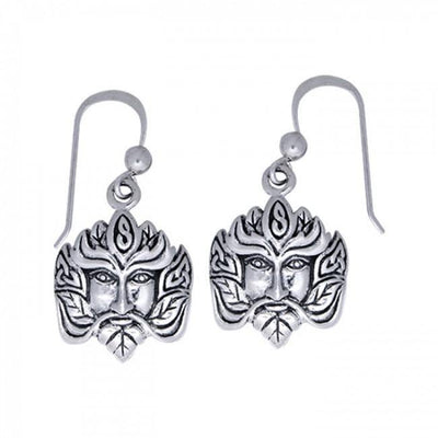 Stay closer with nature ~ ~ Sterling Silver Green Man Hook Earrings Jewelry TER127