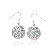 Celtic Trinity Knot Silver Round Earrings with Gemstone TER1388