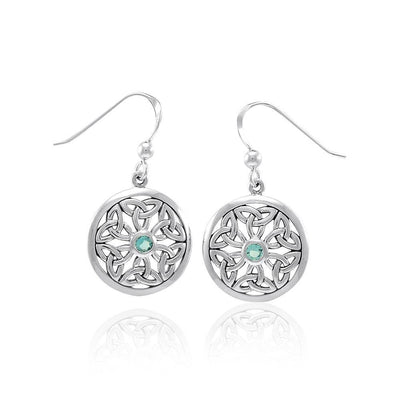 Celtic Trinity Knot Silver Round Earrings with Gemstone TER1388 Earrings